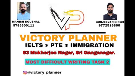 Most Difficult Ielts Writing Task 2 By Manish Koushal Victory Planner Sgnr Youtube