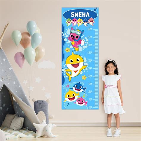 Baby sharks height scale sticker | best 160cm growth chart