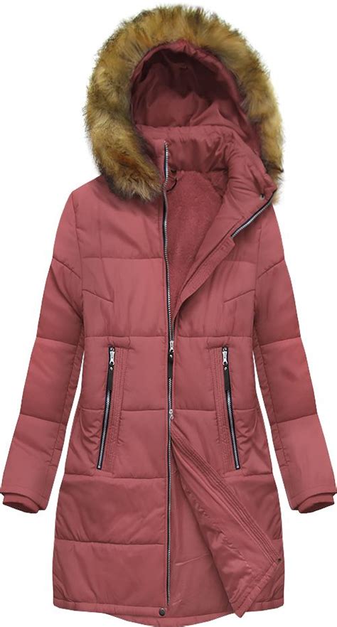 D U Sza Pikowana Kurtka Z Kapturem R Owa Women S Pink Winter Jacket