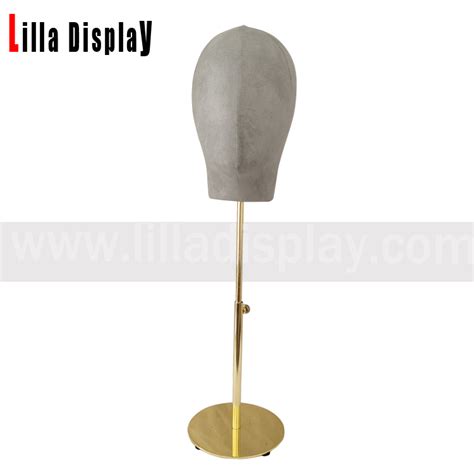 Lilladisplay Adjustable Gold Base Abstract Face Velvet Gray Color