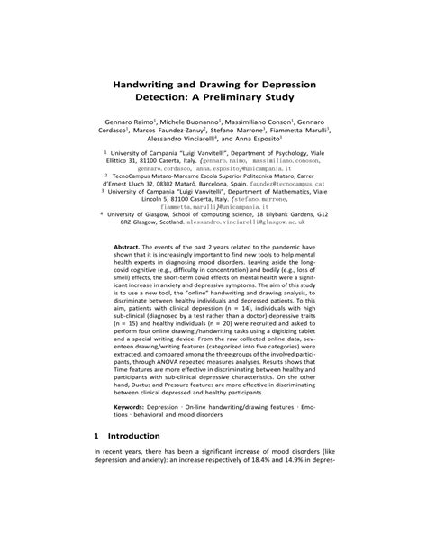 (PDF) Handwriting and Drawing for Depression Detection: A Preliminary Study