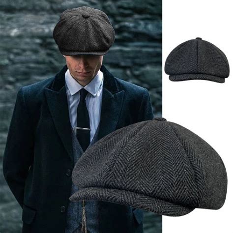 Classic Herringbone Beret Tommy Shelby Hat Retro British Newsboy Cap ...