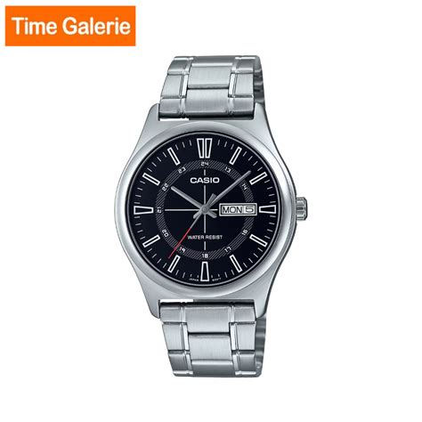 Casio General Mtp V D Cu Silver Stainless Steel Strap With Black