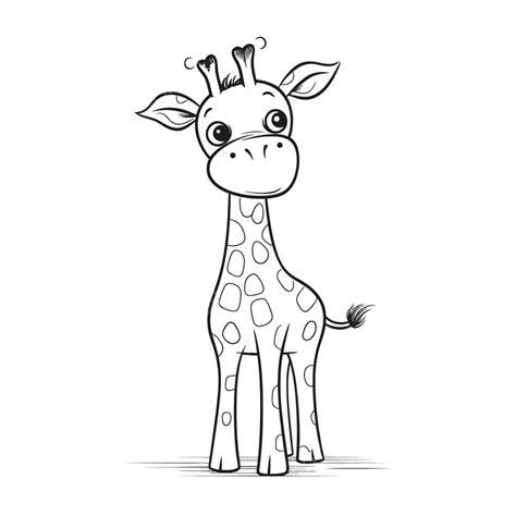 Cartoon Giraffe On A White Background Outline Sketch Drawing Vector ...