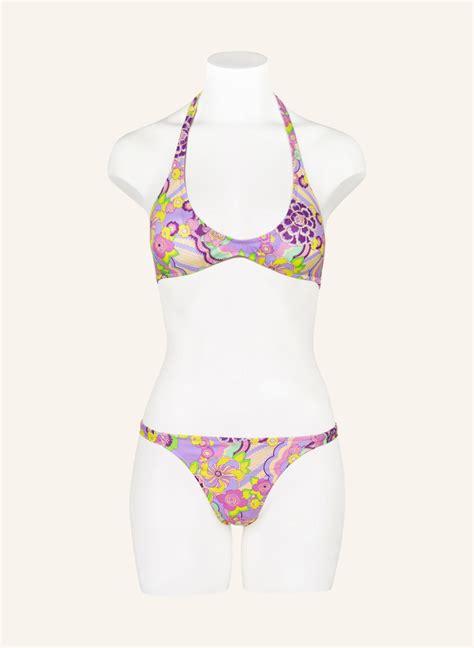 Vilebrequin Neckholder Bikini Top Rainbow Flowers In Helllila Hellgr N