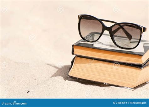 Books And Sunglasses On A Beach Stock Image Image Of Decoration Reading 34283759