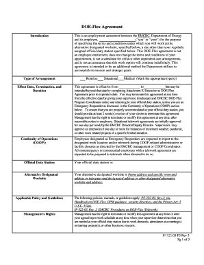 Fillable Online Emcbc Doe Doe Flex Agreement Fax Email Print Pdffiller