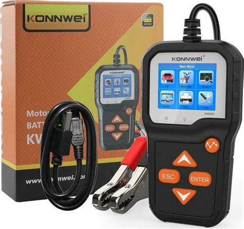 Konnwei KW 650 Ψηφιακό Battery Tester με Κροκοδειλάκια 6V 12V Skroutz gr