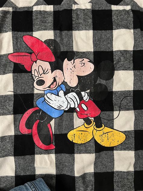 Minnie And Mickey Mouse Plaid Flannel Disney Flannel Minnie Etsy