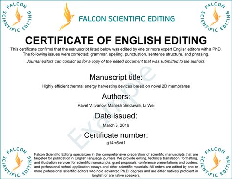 Free English Editing Certificate With Editing Order