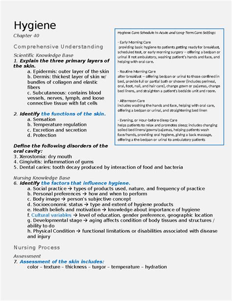 Hygiene Study Guide