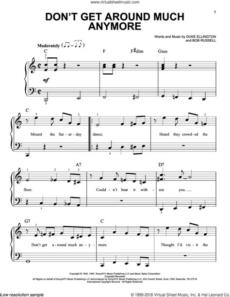 Don T Get Around Much Anymore Sheet Music Beginner For Piano Solo