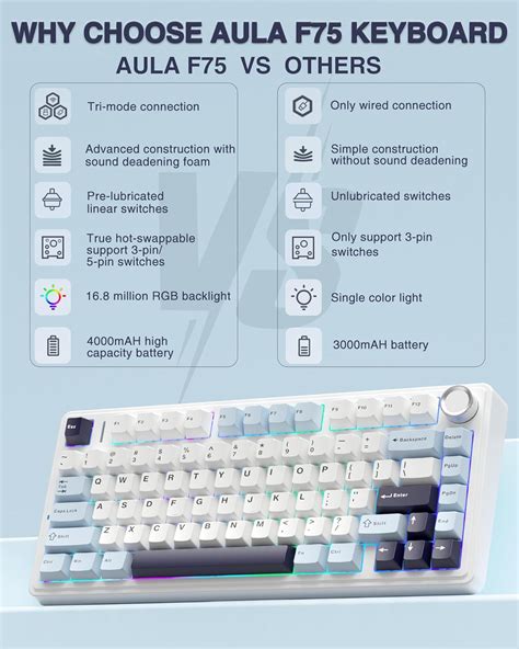 aula   wireless mechanical keyboard hot swappable creamy