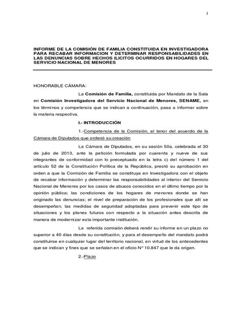 Informe De Comisión Para Recabar Información Y Determinar