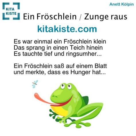 Ein Fr Schlein Tischspr Che Kita Kiste Tischspr Che Frosch