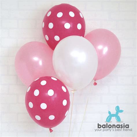 Balon Latex Mix 10 Pcs Metalik Pink Putih Polkadot Pink Magenta