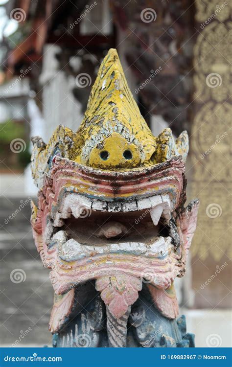 Singha Guardian Statue In Thai Temple Stock Image Image Of Outdoor