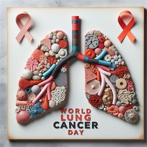 World Lung Cancer Day Poster Design With Mixed Media Collage Depicting