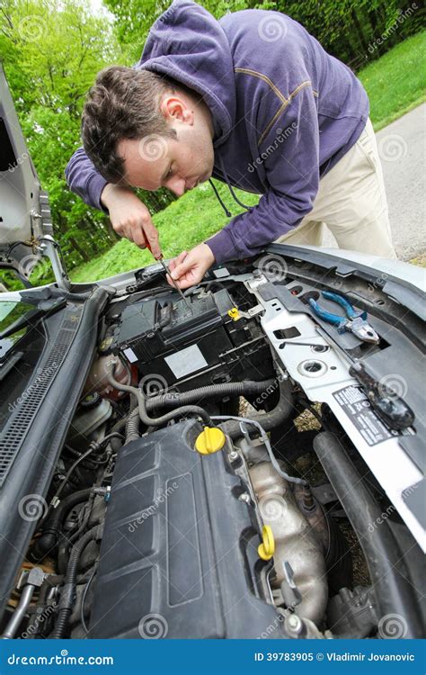 Car fixing stock image. Image of caucasian, motor, mechanic - 39783905