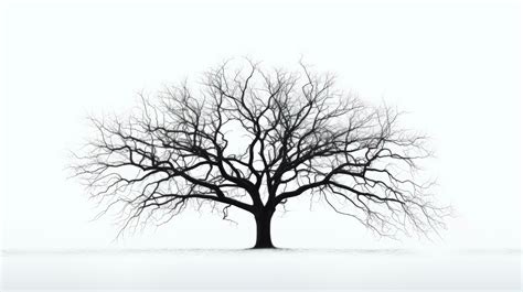 Winter tree without leaves on white background. silhouette concept ...