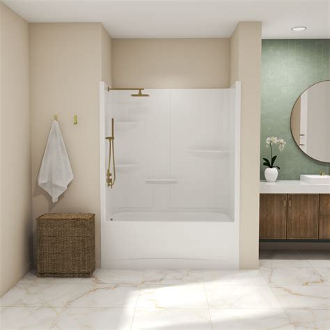 Allia TS-6032 Acrylic Alcove Left-Hand Drain One-Piece Tub Shower in