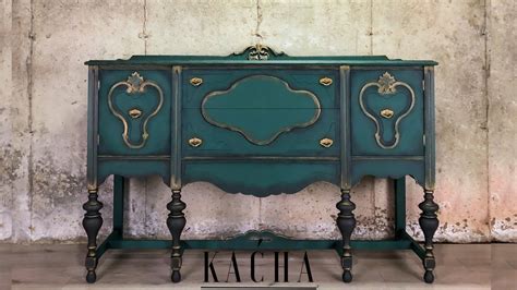 Painting A Buffet In Green W Chalk Paint Vintage Furniture Makeover