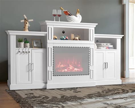 Amazon Vingli White Electric Fireplace Tv Stand With Mantel