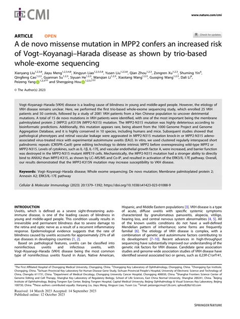 Pdf A De Novo Missense Mutation In Mpp Confers An Increased Risk Of