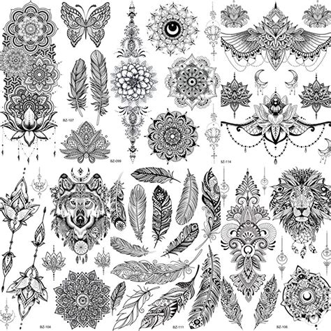 Coktak 6 Pieces Lot Unique Black Henna Temporary Tattoo