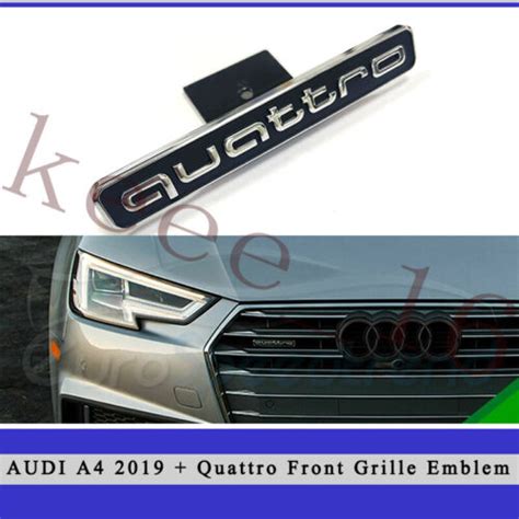 Audi A4 Quattro Emblem Front Grill Black Chrome S4 B9 Grille Badge 2019