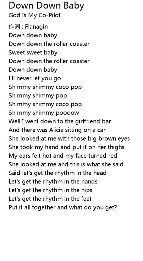 Down Down Baby Down By The Roller Coaster Lyrics Big Swaystory