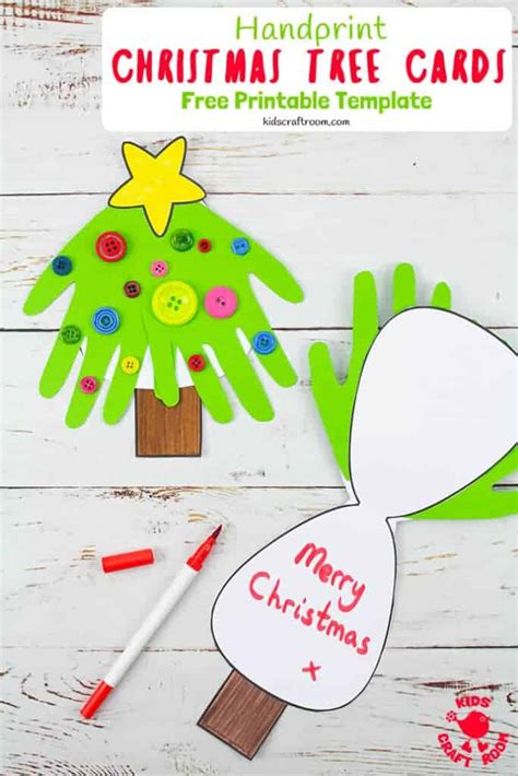 Handprint Christmas Tree Cards - Kids Craft Room