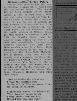 Obituary For Allen Benton Peters Aged Newspapers