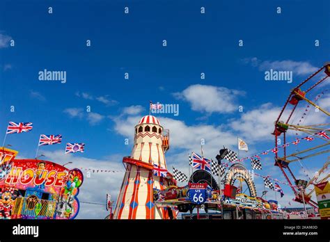 Traditional Funfair Rides At A Fairground Near Hunstanton Beach In West