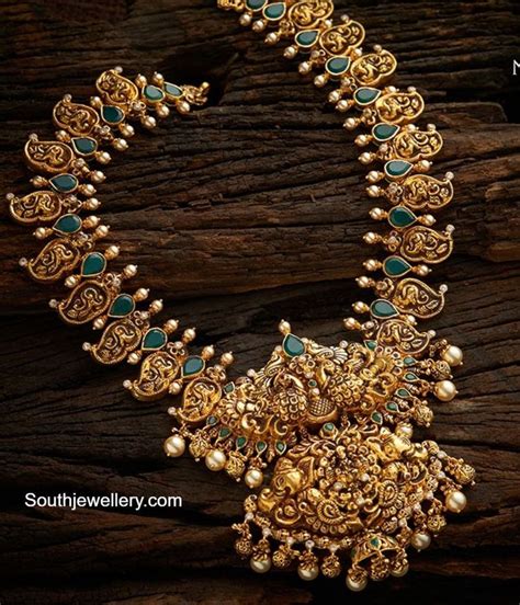 Emerald Mango Nakshi Haram With Peacock Pendant Indian Wedding