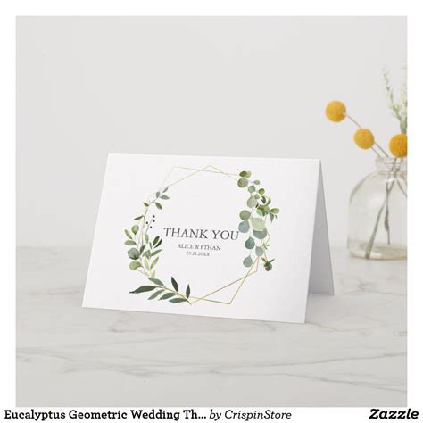 Watercolor Greenery Thank You Cards And Templates Zazzle Geometric