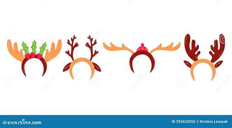 Deer Antler Headbands Set Christmas Textile I Stock Vector