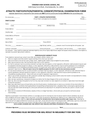 2021 2024 Form VA VHSL Athletic Participation Parental Consent Physical