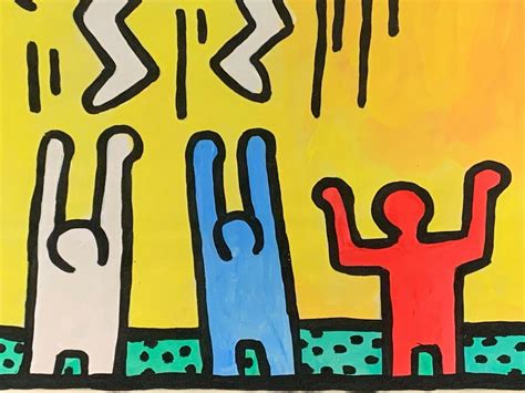 Vintage Keith Haring Pop Art Painting on Paper 11" x 8.25" | #3834399690