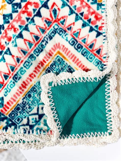 Multi Color Aztec And Blue Blanket In Fleece Etsy