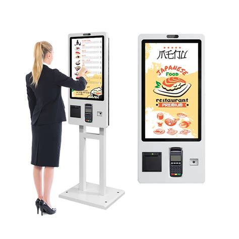 Food Order Machine Self Order Kiosk In Restaurant Full Hd Lcd Screen