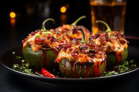 Premium Photo Bbq Pulled Pork Stuffed Peppers