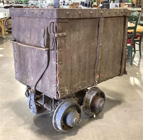 Lot Antique Ore Coal Mining Cart