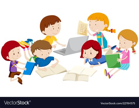 Group of children learning Royalty Free Vector Image