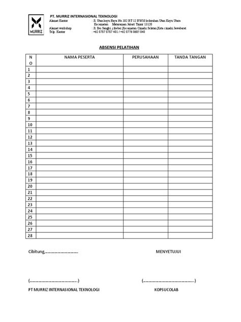 Absensi Pelatihan Pdf