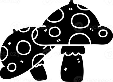 Line Drawing Quirky Cartoon Toadstools Solid Black Icon 45460277 Png