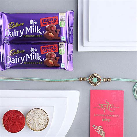 Buy Send Sneh Meenakari Rakhi Fruit N Nut Chocolate Online Fnp