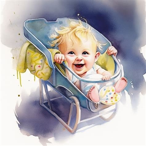 Premium Ai Image Adorable Baby On Watercolor Illustration