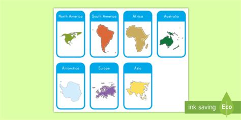 Continent Flash Cards Teacher Made