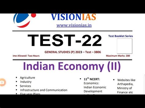 Vision IAS Test Series No For Indian 1to 50 Parteconomic Survey